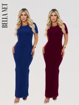 KIT 2 Vestidos Longos com Fendas Para Festa Elegante Premium - bordô - M KIT 2 Vestidos Longos com Fendas Para Festa Elegante Premium - bordô - M