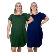 Kit 2 Vestidos Manga Curta Feminino Plus Size Ciganinha Midi