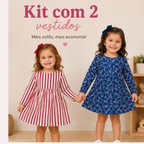 Kit 2 Vestidos Manga Longa Infantil Sortidos
