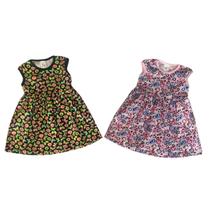 Kit 2 Vestidos Menina Roupa Infantil em Algodão Estampado