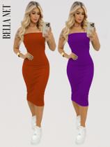 Kit 2 Vestidos Midi Sem Alça Anarruga Tecido Grosso Moda Influencer Vestido colado vestido justo festa balada - 1 Marrom - 1 Terracota - G Kit 2 Vestidos Midi Sem Alça Anarruga Tecido Grosso Moda Influencer Vestido colado vestido justo festa balada - 1 Marrom - 1 Terracota - G