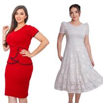 Kit 2 Vestidos Moda Evangélica Festa Natal Ano Novo Princesa Mulher Virtuosa Barato