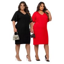 kit 2 Vestidos Moda Feminina G GG EXG G1 Atacado Tendência Verão Plus Size Social Fresquinho 2024