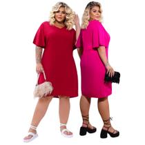 kit 2 Vestidos Moda Feminina G GG EXG G1 Atacado Tendência Verão Plus Size Social Fresquinho 2024
