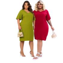 kit 2 Vestidos Moda Feminina G GG EXG G1 Atacado Tendência Verão Plus Size Social Fresquinho 2024 - Deir Moda Feminina