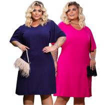 kit 2 Vestidos Moda Feminina G GG EXG G1 Atacado Tendência Verão Plus Size Social Fresquinho 2024 - Deir Moda Feminina