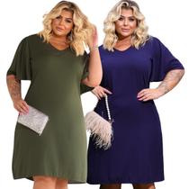Kit 2 Vestidos Moda plus size Duna Feminina Tamanhos Grandes Online Revenda Senhoras Evangelicas Presente Dia das Maes Atacado