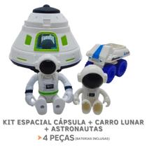 KIT 2 - Viajem Galáctica Missão Lunar - 1 Cápsula + Carro + Astronautas - Brinquedo Infantil Unissex