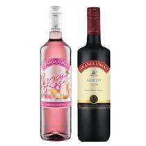 Kit 2 Vinho Merlot Rosé e Tinto Garibaldi Granja União 750ml