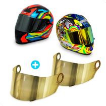 Kit 2 Viseiras de Capacete Dourado Proteção UV Acessórios Motociclistas.