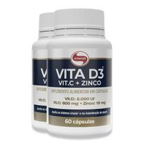 Kit 2 Vita D3 + C + Zinco Vitafor 60 Cápsulas