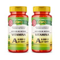 Kit 2 Vitamina A Retinol 500mg 60 Cápsulas Unilife Vitamins