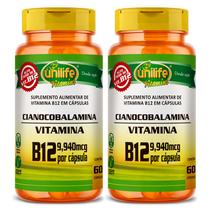 KIT 2 VITAMINA B12 CIANOCOBALAMINA 60 Cáps 450mg UNILIFE