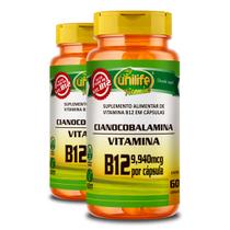Kit 2 Vitamina B12 Cianocobalamina Unilife 60 cápsulas