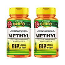 Kit 2 Vitamina B12 Metilcobalamina 350mg 60 Cápsulas Unilife