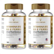 Kit 2 Vitamina B12 Metilcobalamina Ácido Fólico Ferro 90 Cáp Kit 2 Vitamina B12 Metilcobalamina Ácido Fólico Ferro 90 Cáp