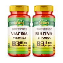 Kit 2 Vitamina B3 Niacina 60 Cápsulas 500mg Unilife