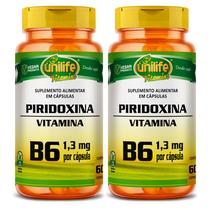 KIT 2 VITAMINA B6 PIRIDOXINA - 60 Cápsulas 500mg UNILIFE