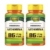Kit 2 Vitamina B6 Piridoxina 60 Cápsulas 500mg Unilife