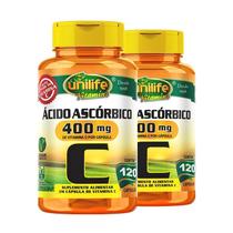 Kit 2 Vitamina C Ácido Ascórbico Unilife 120 Caps Veganas Kit 2 Vitamina C Ácido Ascórbico Unilife 120 Caps Veganas