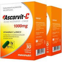 Kit 2 Vitamina C e Zinco Ascorvit C 1000mg 30 Cápsulas Maxinutri