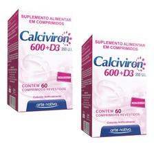 Kit 2 Vitamina Calciviron Cálcio 600mg+D3 60 Cpr Arte Nativa