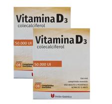 Kit 2 Vitamina D 50.000UI c/8 cáps colecalciferol imunidade Font D
