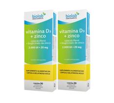 Kit 2 Vitamina D3 + Zinco 2.000 UI + 20mg Com 30 Cápsulas