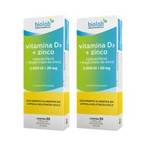 Kit 2 Vitamina D3 Zinco 2.000UI 20mg 30 Cápsulas Moles