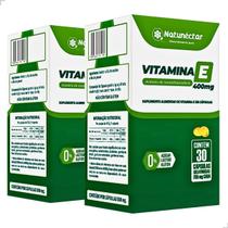 Kit 2 Vitamina E Tocoferol 400 ui 60 Cápsulas Gelatinosas Alfa Pura Concentrada Suplementos Comprimidos
