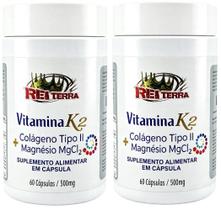 Kit 2 Vitamina K2 + Colágeno Tipo 2 + Magnésio 120 Cápsulas - Rei Terra