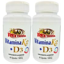 Kit 2 Vitamina K2 + D3 120 Cápsulas - Rei Terra
