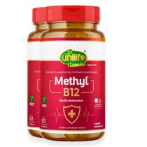 Kit 2 Vitamina Methyl B12 Unilife Morango 60 comprimidos Kit 2 Vitamina Methyl B12 Unilife Morango 60 comprimidos