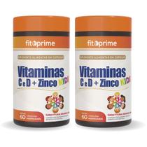 Kit 2 Vitaminas C D e Zinco Kids Sabor Frutas Silvestres 60 cápsulas Mastigáveis Fitoprime Kit 2 Vitaminas C D e Zinco Kids Sabor Frutas Silvestres 60 cápsulas Mastigáveis Fitoprime