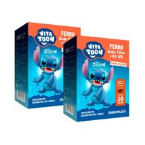 Kit 2 Vitatoon Stitch Ferro (AC. Fólico + Vit. B12) Sabor Pessêgo