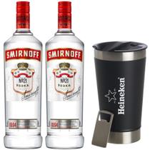 Kit 2 Vodka Smirnoff 998ml com copo térmico INOX Limited