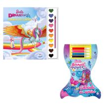 Kit 2 vol barbie: colorindo as sereias + dreamtopia - o mundo dos sonhos