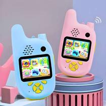 Kit 2 Walkie Talkie Infantil Tela HD 2 Polegadas Câmera Digital e 26 Efeitos para Fotos e Vídeos Criativos Recarregável