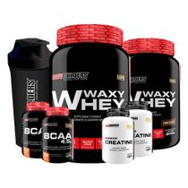 Kit 2 Waxy Whey Chocolate 2 Bcaa 2 Creatina Coqueteleira