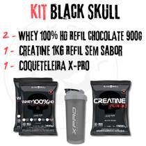 Kit 2 Whey 100% Hd Refil Chocolate 900g + Creatine 1kg Refil sem Sabor + Coqueteleira Xpro