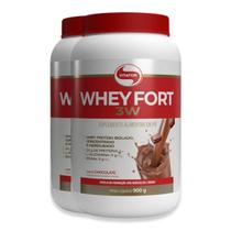 Kit 2 Whey Fort 3W Vitafor 900G Chocolate