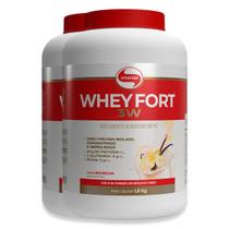Kit 2 Whey Fort 3W Vitafor Baunilha 1800g Kit 2 Whey Fort 3W Vitafor Baunilha 1800g