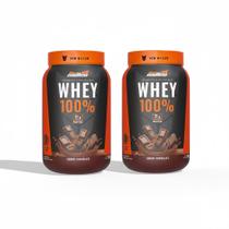 Kit 2 whey protein 100% 21g proteina chocolate pote 900g