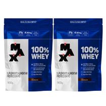 Kit 2 Whey Protein 100% Concentrado Chocolate Refil 21g de Proteína 900g Max Titanium Kit 2 Whey Protein 100% Concentrado Chocolate Refil 21g de Proteína 900g Max Titanium