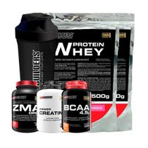 Kit 2 Whey Protein 500G+ Creatina 100G+ Bcaa 100G+ Zma - Bodybuilders
