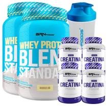 Kit 2 Whey Protein Blend 900G+ 4X Creatina Foods 100G 600Ml