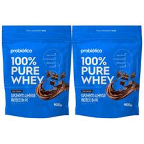 Kit 2 Whey Protein Concentrado 100% Pure Chocolate 24g De Proteína 900g Probiótica Kit 2 Whey Protein Concentrado 100% Pure Chocolate 24g De Proteína 900g Probiótica