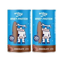 Kit 2 whey protein concentrado pote chocolate 20g proteina 450g +mu