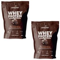 Kit 2 Whey Protein Emana Chocolate Belga 450g Piracanjuba Kit 2 Whey Protein Emana Chocolate Belga 450g Piracanjuba