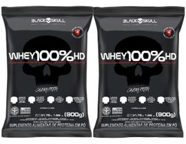 Kit 2 wheys 100% hd black skull 900g - baunilha e morango